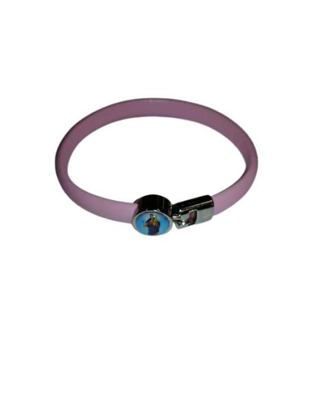 Pulsera Piel Oval  Metal Rosa Maria Auxiliadora