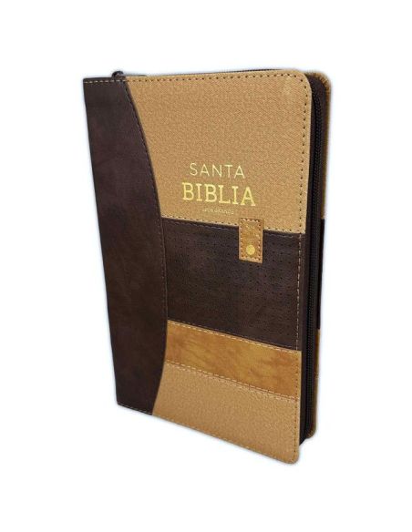 Biblia Con Cierre Letra Grande 12 Puntos Rv1960 Imit. Tricolor Café Con Índice