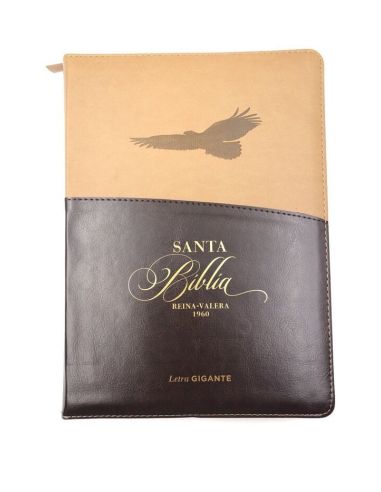 Biblia Rvr60 Tamaño Gigante Letra 15 Puntos I/Piel Con Cierre/Índice Beige/Marrón Águila