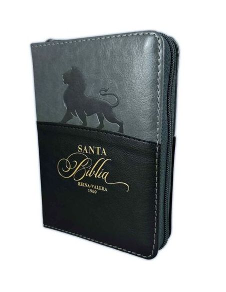 Biblia Rvr60 Bolsillo Expressión Negro/Gris León Con Cierre E Índice