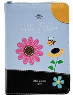 Biblia Rvr60 De Bolsillo Primor Café/Azul Abejas En Primavera Con Cierre