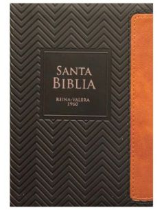 Biblia Rvr60 Bolsillo I/Piel Geométrico Negro/Café Con Cierre/Índice