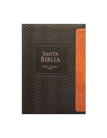 Biblia Rvr60 Bolsillo I/Piel Geométrico Negro/Café Con Cierre/Índice