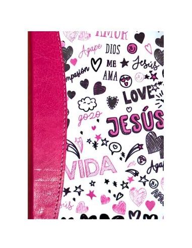 Biblia Rvr60 Bolsillo Palabras De Vida I/Piel Y Tela Rosa Con Índice