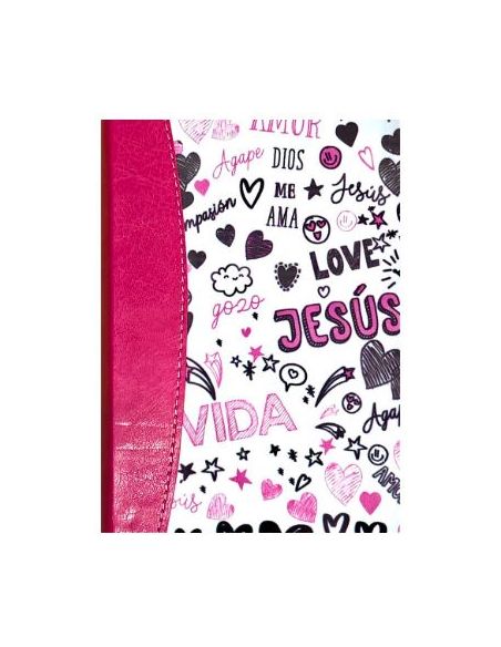 Biblia Rvr60 Bolsillo Palabras De Vida I/Piel Y Tela Rosa Con Índice