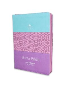 Biblia Rvr60 Letra Gigante I/Piel Tricolor Azul/Rosa/Lila Con Cierre E Índice