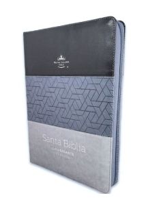 Biblia Rvr60 Letra Gigante I/Piel Tricolor Negro/Gris Oscuro/Gris Claro Con Cierre E Índice