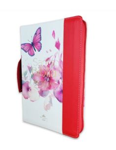 Biblia Rvr60 Tamaño Manual Letra Grande I/Piel Con Asa Color Roja/Floral Con Cierre/Índice Canto Pintado