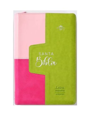 Biblia Rvr60 Tamaño Manual/Letra Gigante I/Piel Rosa/Lima/Rosa Con Cierre E Índice