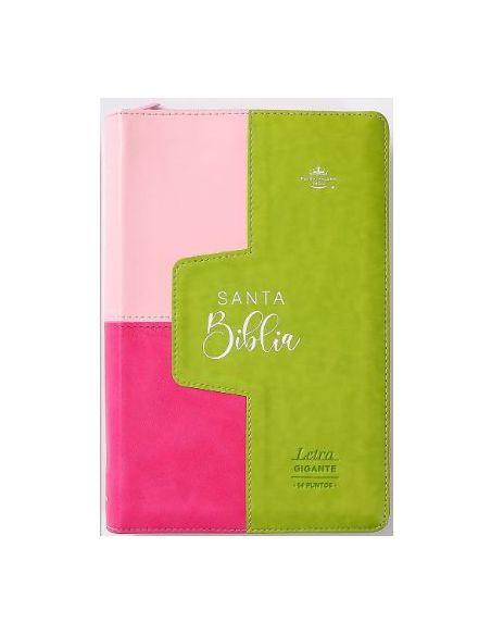 Biblia Rvr60 Tamaño Manual/Letra Gigante I/Piel Rosa/Lima/Rosa Con Cierre E Índice