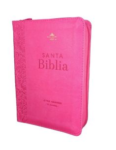 Biblia Rvr60 Tamaño Compacto Letra Grande 12 Puntos I/Piel Fucsia Geométrico Con Cierre
