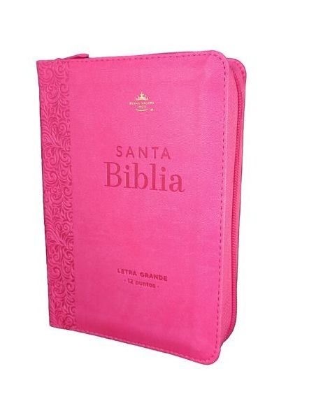 Biblia Rvr60 Tamaño Compacto Letra Grande 12 Puntos I/Piel Fucsia Geométrico Con Cierre