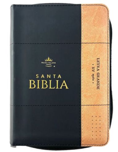 Biblia Rvr60 Tamaño Compacto Letra Grande 12 Puntos I/Piel Bicolor Negro/Café