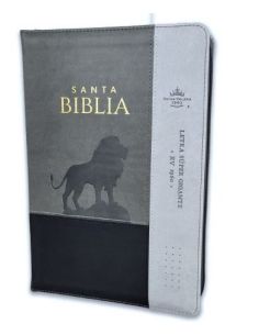 Biblia Rvr60 Letra Súper Gigante I/Piel Negro Gris Con León Con Cierre/Índice