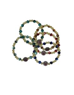 Brazalete Perlas Blancas Cristal Col Surt. Metal V. Pilar