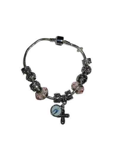 Pulsera Metal Cristal Rosa Pandora Milagrosa