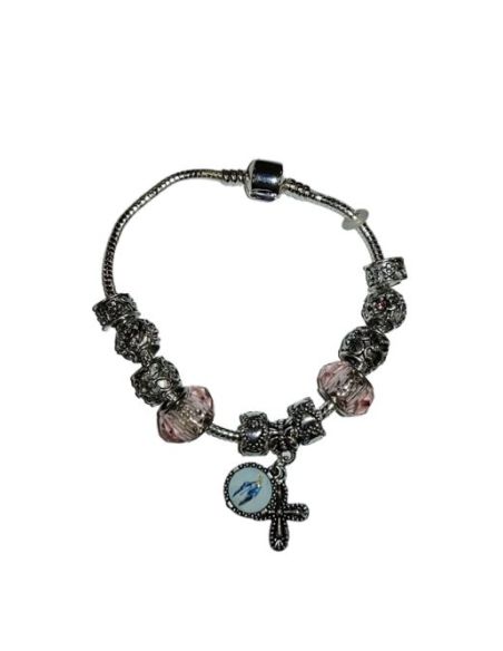 Pulsera Metal Cristal Rosa Pandora Milagrosa
