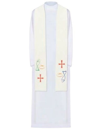 Estola Figuras Colores Blanca|Libreriasalesiana