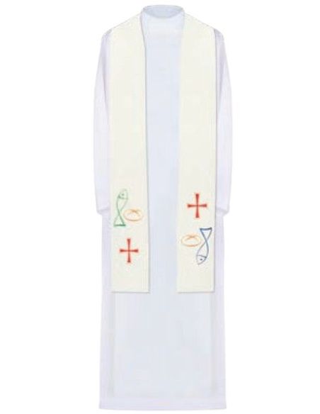 Estola Figuras Colores Blanca|Libreriasalesiana
