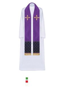 Estola Cruces Con Borlas Blanca