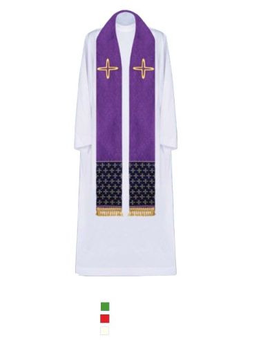 Estola Cruces Con Borlas Blanca
