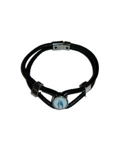 Pulsera Piel Rodonda Metal Negra Milagrosa