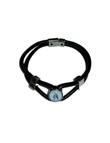 Pulsera Piel Rodonda Metal Negra Milagrosa