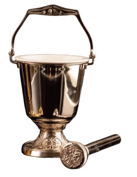 Acetre Para Agua Bendita, Niquelado H 24 Cm D 12 Cm