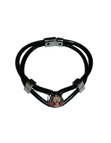 Pulsera Piel Rodonda Metal Negra V. Pilar