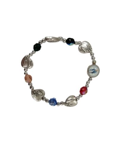 Brazalete Metal Cristal Corazon Fatima Milagrosa