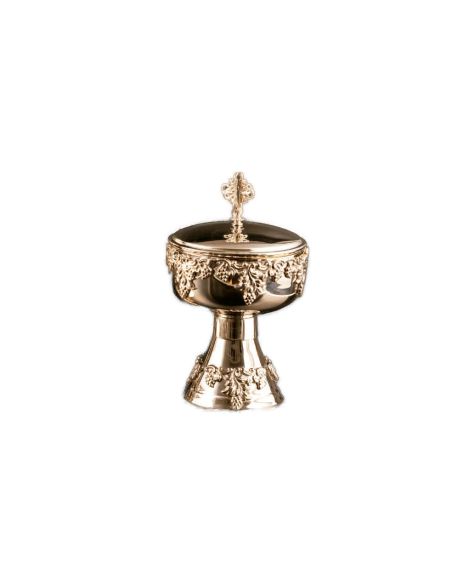 Copón Relieve Racimo 20Cm Baño Plata Y Oro