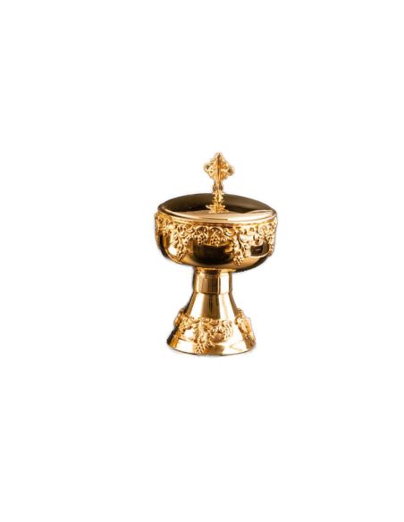 Copón Relieve Racimo 20Cm Baño Oro