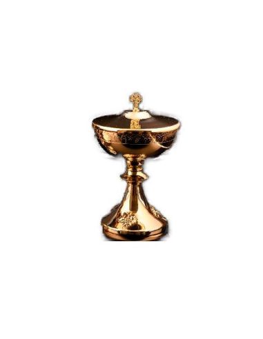 Copón Pie Uvas Baño Oro 24,5Cm