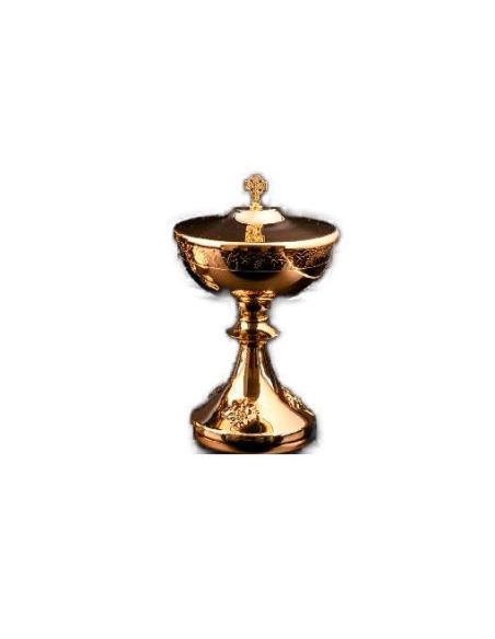 Copón Pie Uvas Baño Oro 24,5Cm
