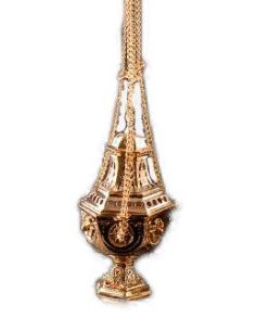 Incensario Latón Dorado 27Cm Cadenas C/Bol Interior