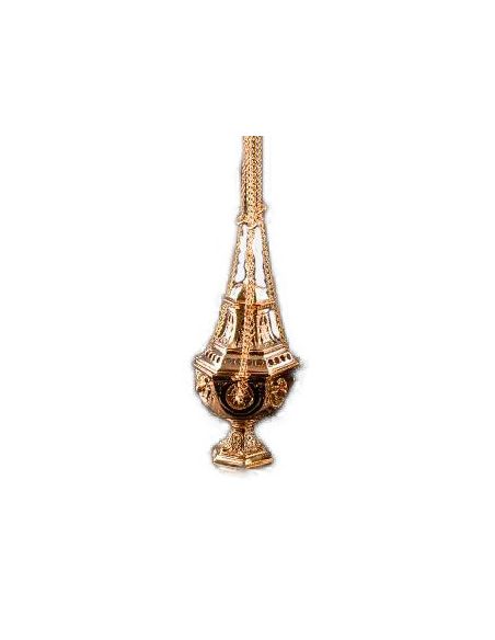 Incensario Latón Dorado 27Cm Cadenas C/Bol Interior
