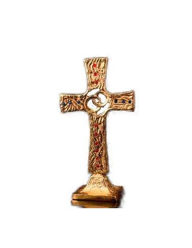 Cruz Altar De Boda Latón Dorada C/Piedras Criatal 25Cm