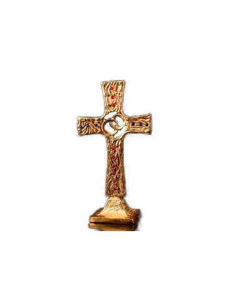 Cruz Altar De Boda Latón Dorada C/Piedras Criatal 25Cm