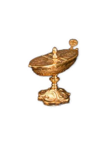 Naveta C/Cuchara Para Incienso 13Cm Alto Latón Dorada