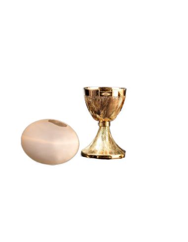 Caliz Con Patena Latón Baño Oro 17Cm