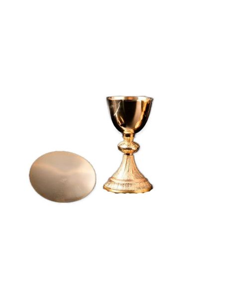 Cáliz Con Patena Latón Baño Oro 19,5Cm