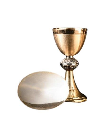 Cáliz Con Patena Latón Baño Oro 20Cm