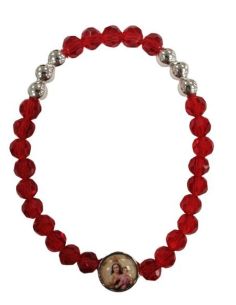 Brazalete Cristal 6 Bol.Metal Rojo V. Del Carmen