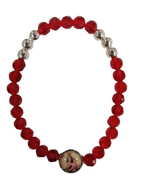 Brazalete Cristal 6 Bol.Metal Rojo V. Del Carmen