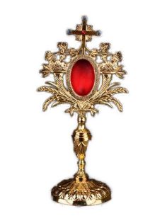 Relicario Latón Baño Oro C/Piedras H 33 Cm Oval