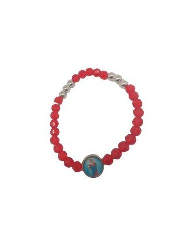 Brazalete Cristal 6 Bol.Metal Rojo Maria Auxiliadora