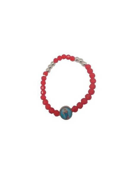 Brazalete Cristal 6 Bol.Metal Rojo Maria Auxiliadora