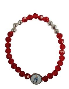 Brazalete Cristal 6 Bol.Metal Rojo Milagrosa