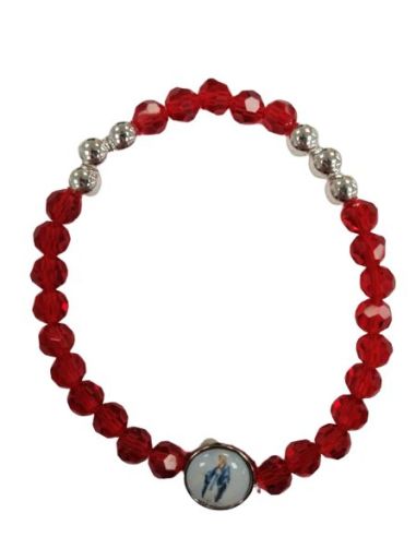 Brazalete Cristal 6 Bol.Metal Rojo Milagrosa
