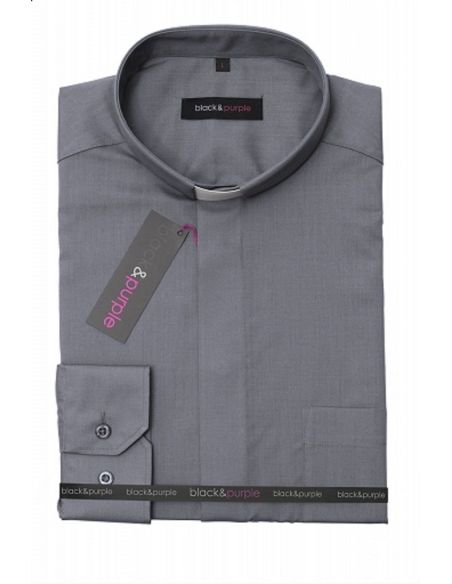 Camisa Popelín Cuello Tirilla Manga Larga Grafito Xl
